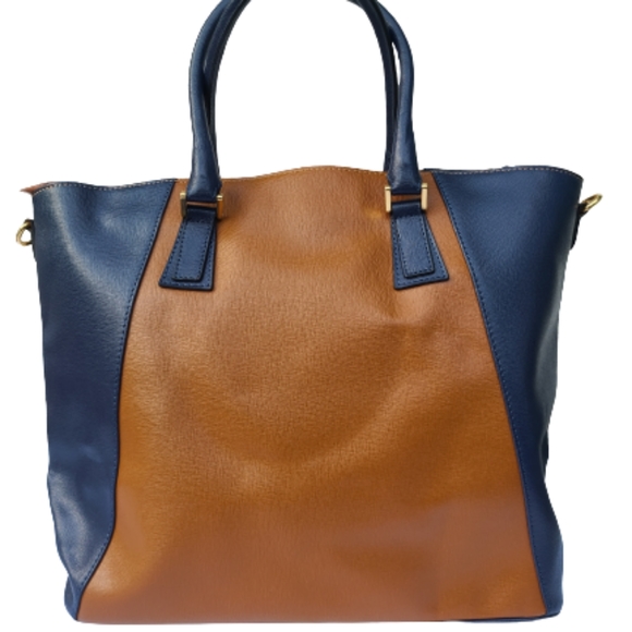 Courage B Handbags - Courage B blue and tan leather tote bag